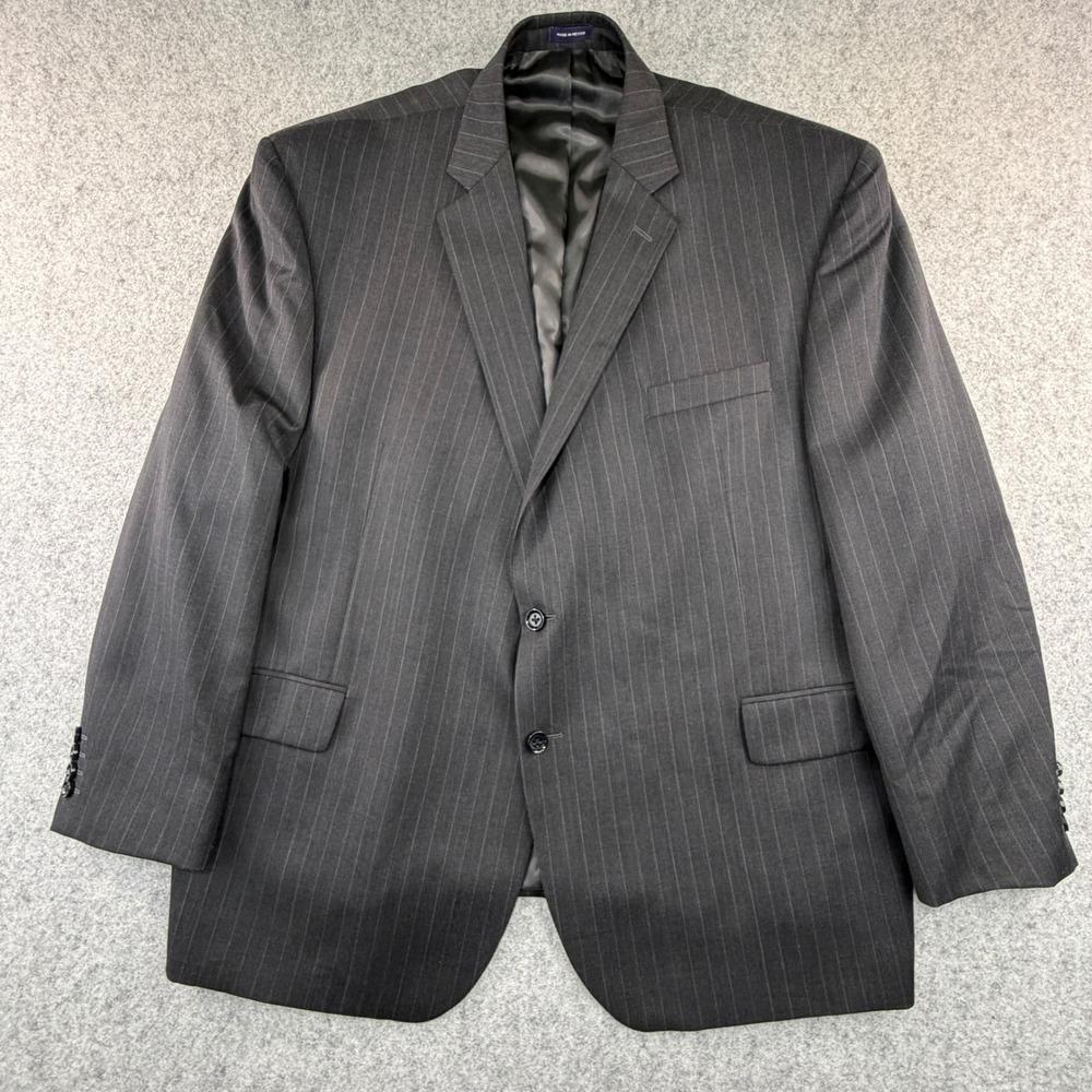 Stafford Executive Mens 54 BREG Gray Pinstripe Super 100s Wool Blazer Jacket